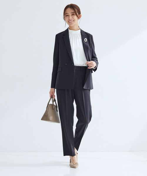 スラックス パンツ 「size SHORT/TALLあり」パウドレ テーパード パンツ ウォッシャブル ストレッチ レディースの画像