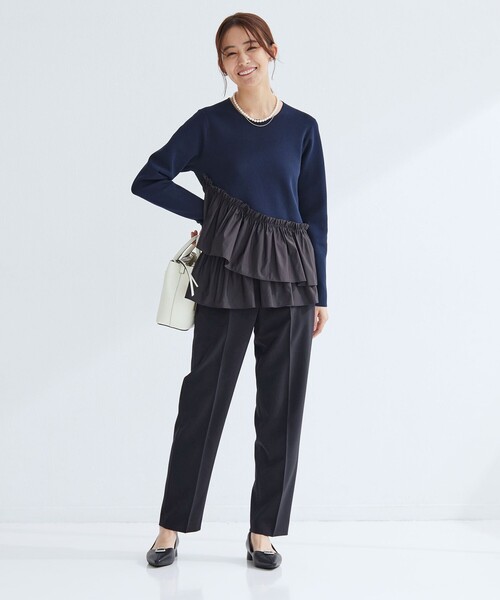 スラックス パンツ 「size SHORT/TALLあり」パウドレ テーパード パンツ ウォッシャブル ストレッチ レディースの画像