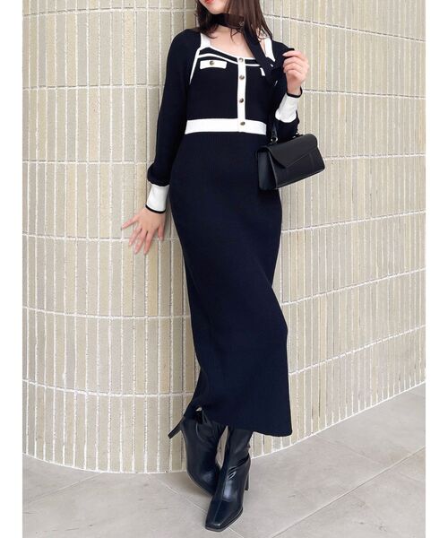 dazzlin（ダズリン） ワンピース バイカラーニットワンピース