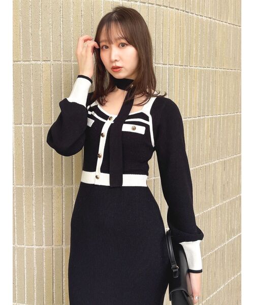 dazzlin（ダズリン） ワンピース バイカラーニットワンピース