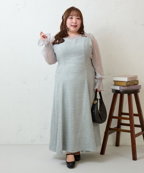 Louiosy（ルオシー） ワンピース 「大きいサイズ」シアー切り替え