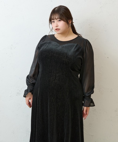 Louiosy（ルオシー） ワンピース 「大きいサイズ」シアー切り替え