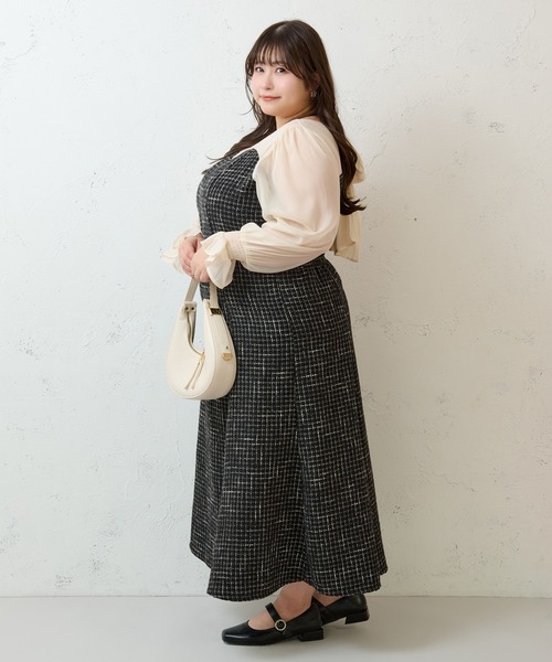 Louiosy（ルオシー） ワンピース 「大きいサイズ」シアー切り替え