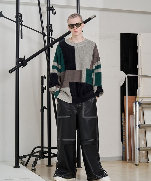SeeSew セーター ニット 「UNISEX」MIXYARN PATCHWORK KNIT/ミックス