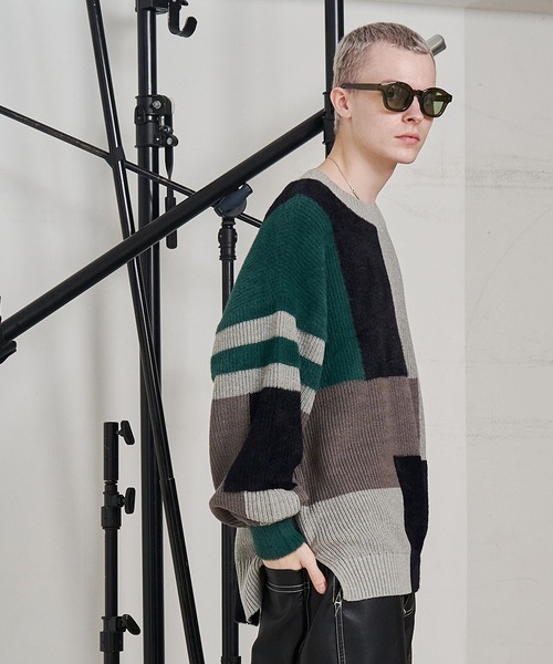 SeeSew セーター ニット 「UNISEX」MIXYARN PATCHWORK KNIT/ミックス