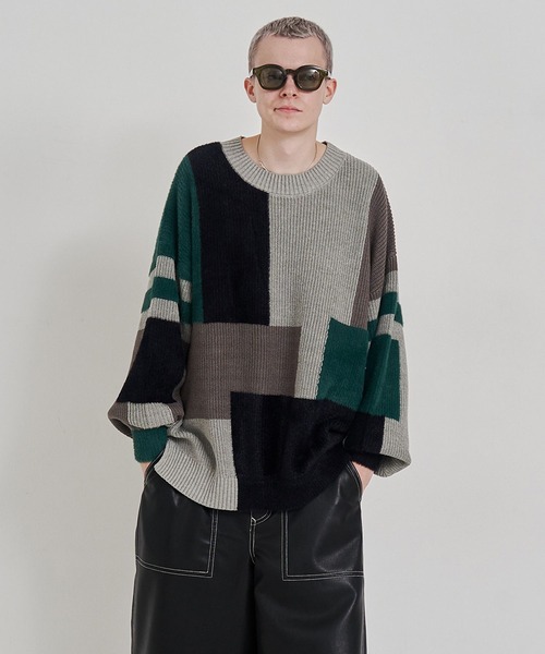 SeeSew セーター ニット 「UNISEX」MIXYARN PATCHWORK KNIT/ミックス