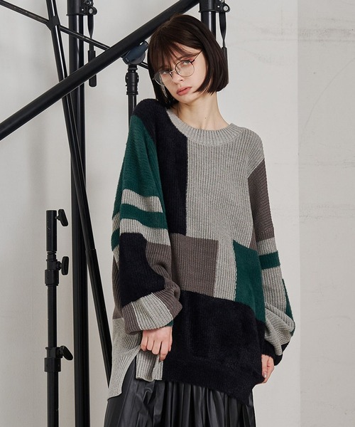 SeeSew セーター ニット 「UNISEX」MIXYARN PATCHWORK KNIT/ミックス