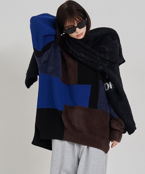 SeeSew セーター ニット 「UNISEX」MIXYARN PATCHWORK KNIT/ミックス