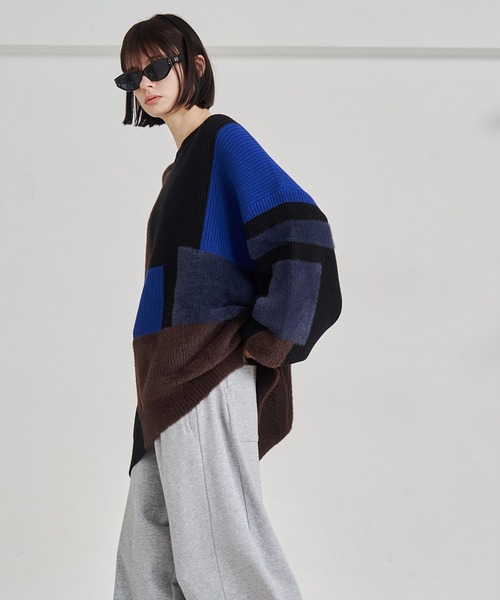 SeeSew セーター ニット 「UNISEX」MIXYARN PATCHWORK KNIT/ミックス