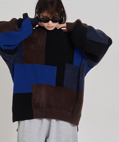 SeeSew セーター ニット 「UNISEX」MIXYARN PATCHWORK KNIT/ミックス