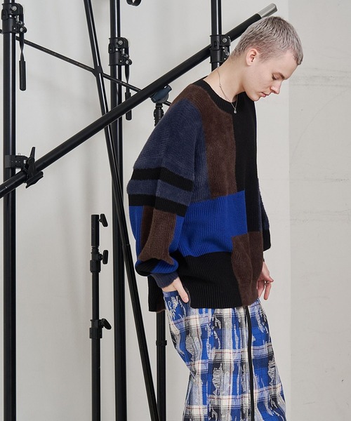 SeeSew セーター ニット 「UNISEX」MIXYARN PATCHWORK KNIT/ミックス