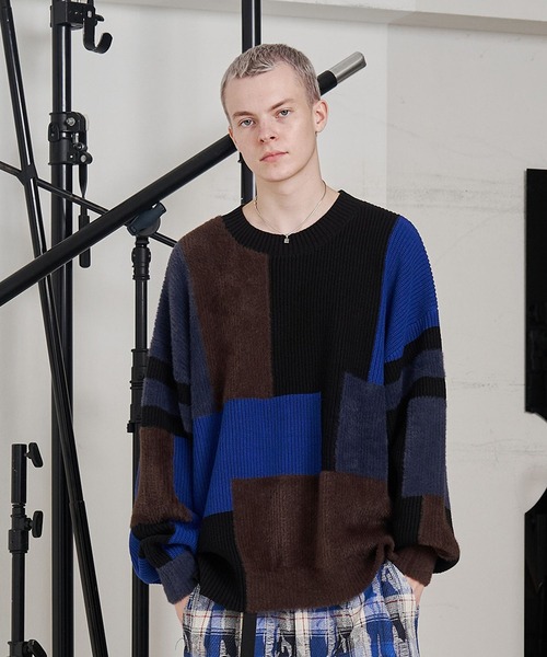 SeeSew セーター ニット 「UNISEX」MIXYARN PATCHWORK KNIT/ミックス