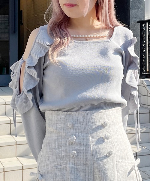 「abc une face」 長袖ニット FREE ピンク レディース_画像2