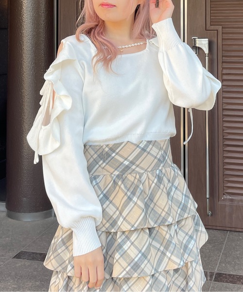 「abc une face」 長袖ニット FREE ピンク レディース_画像5