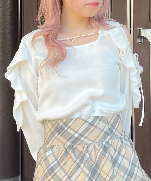 「abc une face」 長袖ニット FREE ピンク レディース_画像6