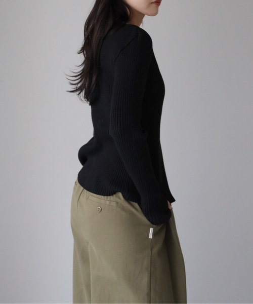YENNA カーディガン リブニットZIPカーディガン フィンガーホール付