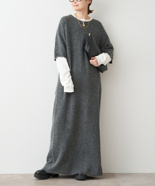 【美品】ドゥーズィエムクラス ワンピース ロング 長袖 クルーネック グレージュ Deuxieme Classe（ドゥーズィエムクラス） ワンピース 「JIJI Studio