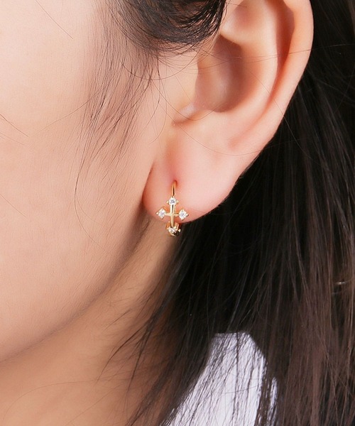 ピアス 「456792」クロスフープピアス/十字架(RZ) レディース メンズ