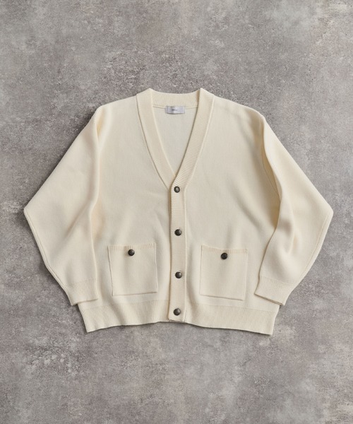 「ADRER」 ニットカーディガン LARGE ライトグレー メンズ_画像4