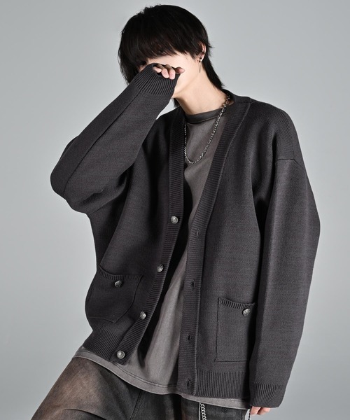 「ADRER」 ニットカーディガン LARGE ライトグレー メンズ_画像8