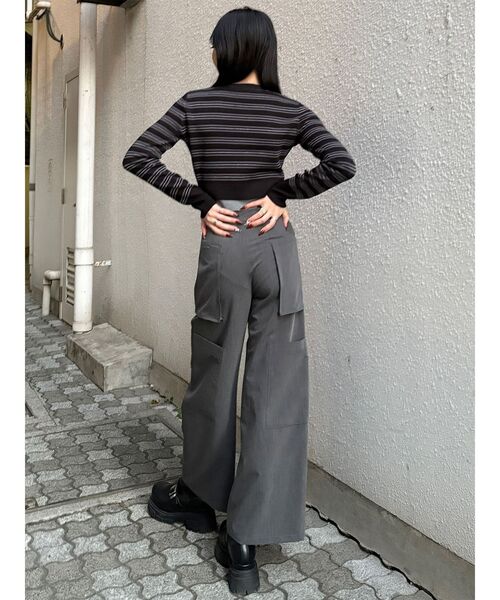MURUA（ムルーア） ワイドパンツ スラックス パンツ ZIPカーゴパンツ