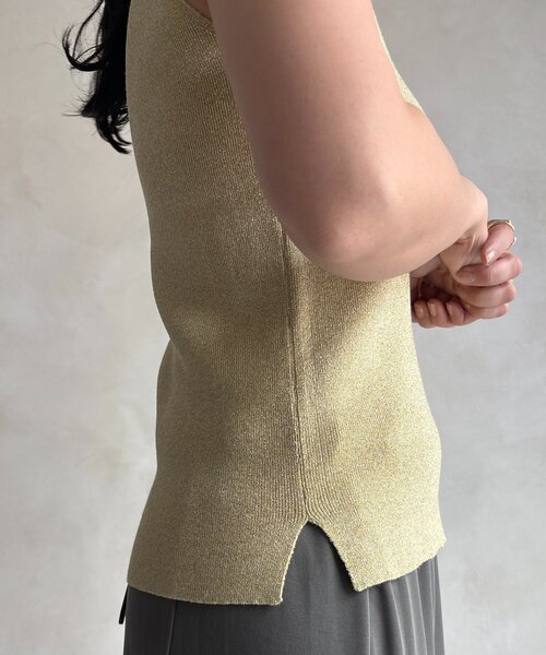 DouDou（ドゥドゥ） タンクトップ ノースリーブ 前後2WAYラメニット