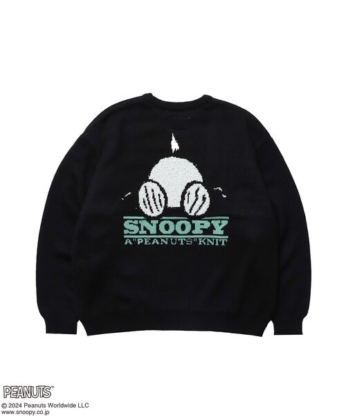 「PEANUTS」 長袖ニット「SEQUENZコラボ」 X-LARGE ネイビー メンズ_画像4
