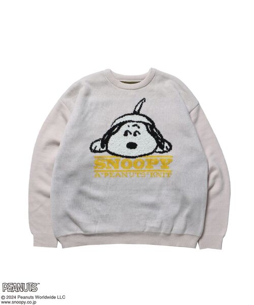 「PEANUTS」 長袖ニット「SEQUENZコラボ」 X-LARGE ネイビー メンズ_画像7
