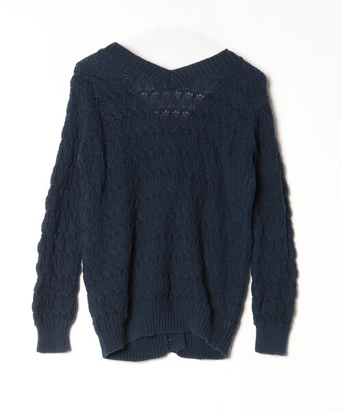 「three dots」 ニットカーディガン S ネイビー レディース_画像2