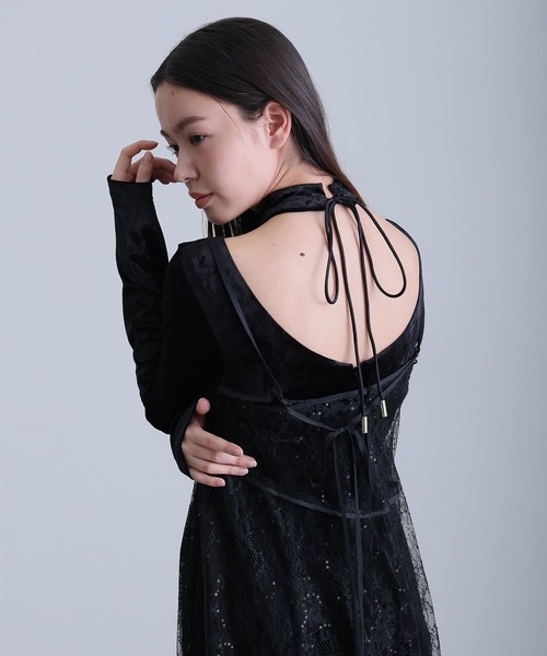 atlo（アトロ） ドレス 袖あり＆ミモレ丈同窓会成人式スパンコール