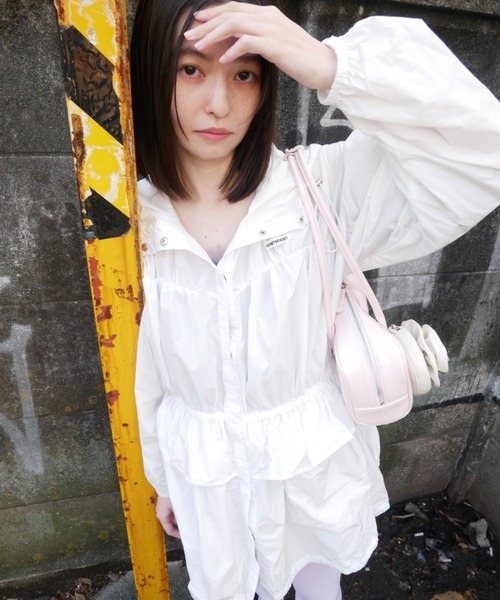 ブルゾン アウター taffeta frill peplum blouson レディースの画像