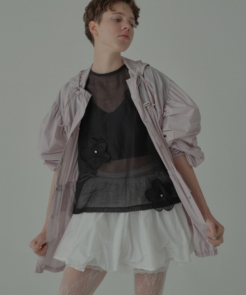 ブルゾン アウター taffeta frill peplum blouson レディースの画像