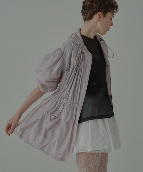 ブルゾン アウター taffeta frill peplum blouson レディースの画像