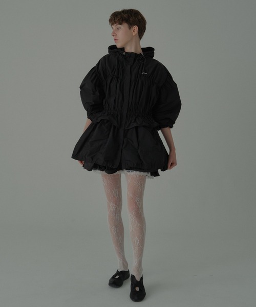 ブルゾン アウター taffeta frill peplum blouson レディースの画像