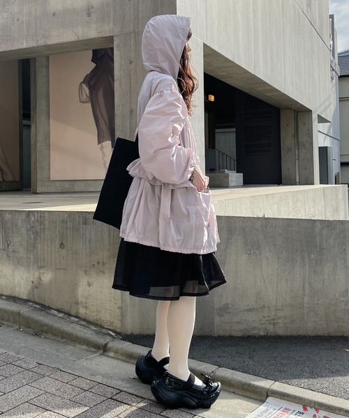 ブルゾン アウター taffeta frill peplum blouson レディースの画像