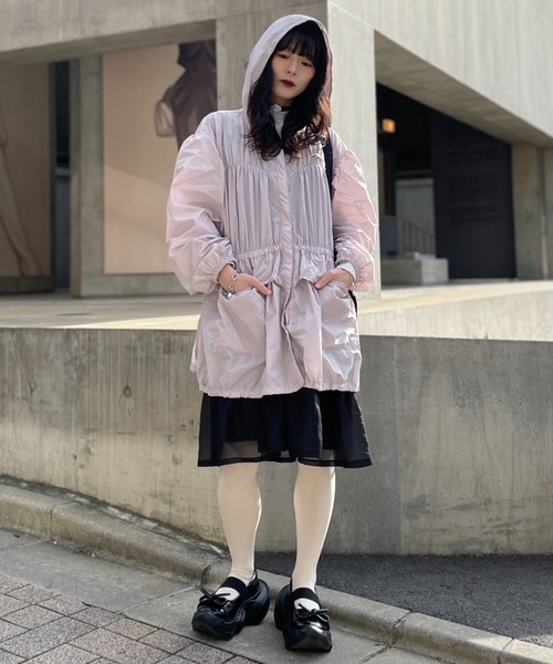 ブルゾン アウター taffeta frill peplum blouson レディースの画像