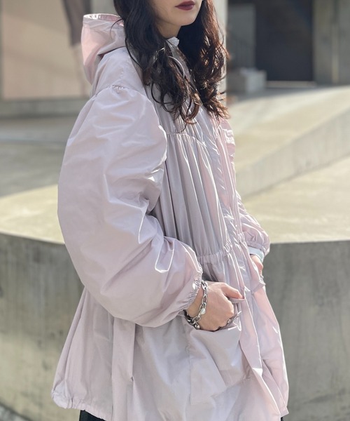 ブルゾン アウター taffeta frill peplum blouson レディースの画像