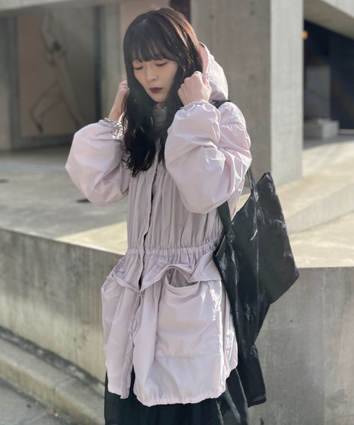 ブルゾン アウター taffeta frill peplum blouson レディースの画像
