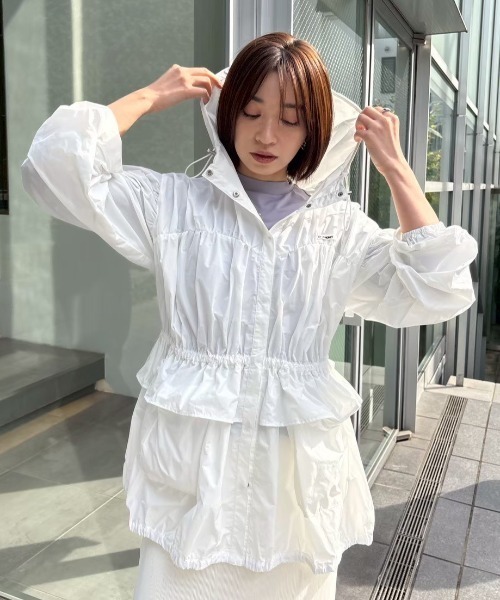 ブルゾン アウター taffeta frill peplum blouson レディースの画像