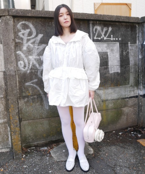 ブルゾン アウター taffeta frill peplum blouson レディースの画像