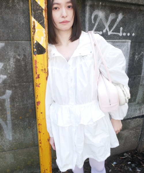 ブルゾン アウター taffeta frill peplum blouson レディースの画像
