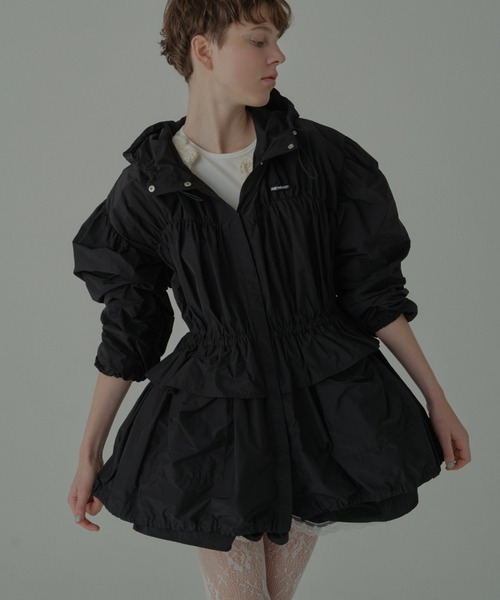 ブルゾン アウター taffeta frill peplum blouson レディースの画像