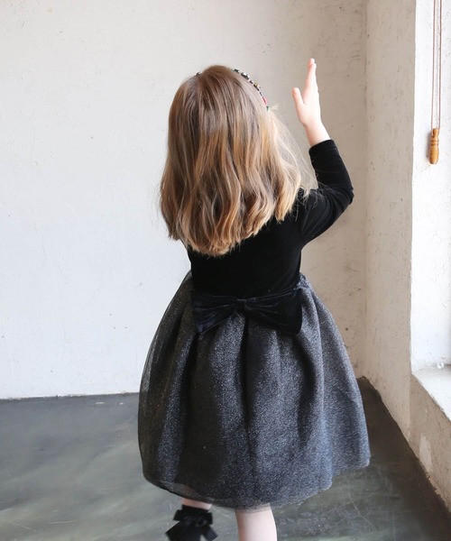 「Rora」 「KIDS」長袖ワンピース 130 ブラック キッズ_画像6