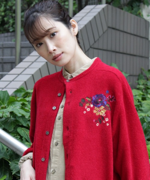 「SUPER HAKKA」 ニットカーディガン FREE レッド レディース_画像6