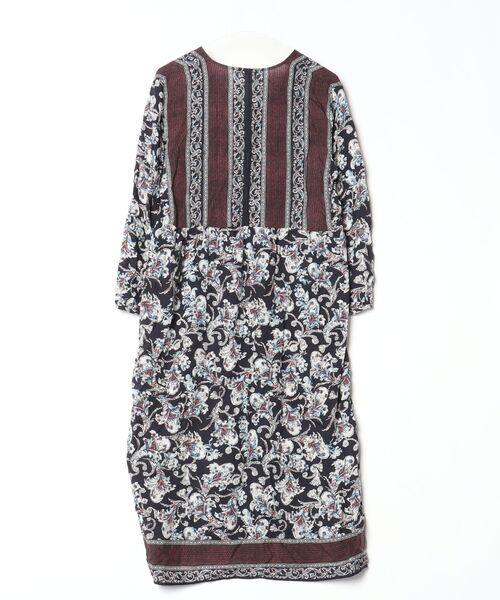 「navasana」 ペイズリー長袖ワンピース FREE ブラック レディース_画像2