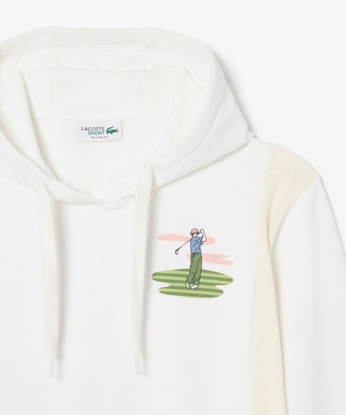 LACOSTE（ラコステ） パーカー フリース切り替えゴルフプリント 