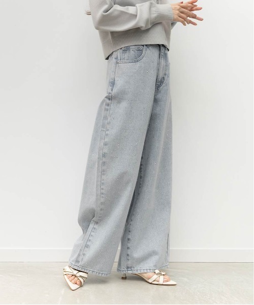 RANDA（ランダ） ワイドパンツ パンツ ホットフィックスストーンカーブ
