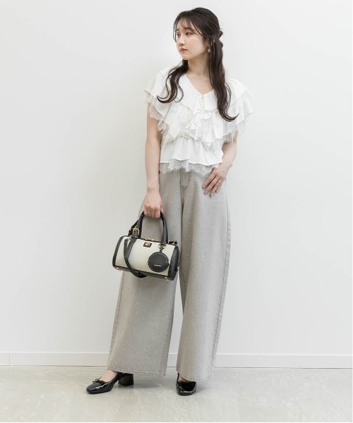 RANDA（ランダ） ワイドパンツ パンツ ホットフィックスストーンカーブ