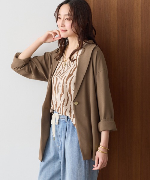 ジャケット テーラードジャケット 「接触冷感・UVカット・防シワ機能付き」サラサラリラクシージャケット/656801 レディースの画像