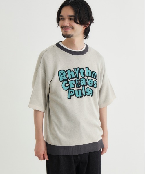 美品　argue Tシャツニット Right-on（ライトオン） セーター ニット 「Refurbish」グラフィック